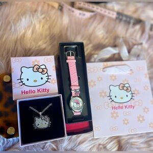 Hello Kitty Pink Watch and Necklace Gift Set